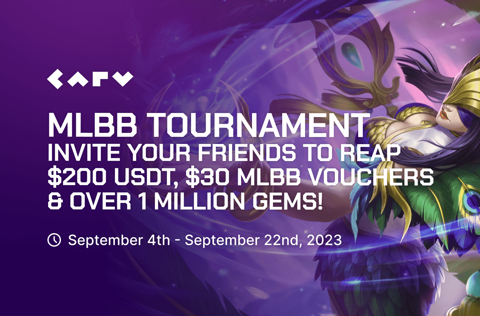 Giveaway 1M $GEM & 200 USDT! Join CARV MLBB Indonesian community tournament now!