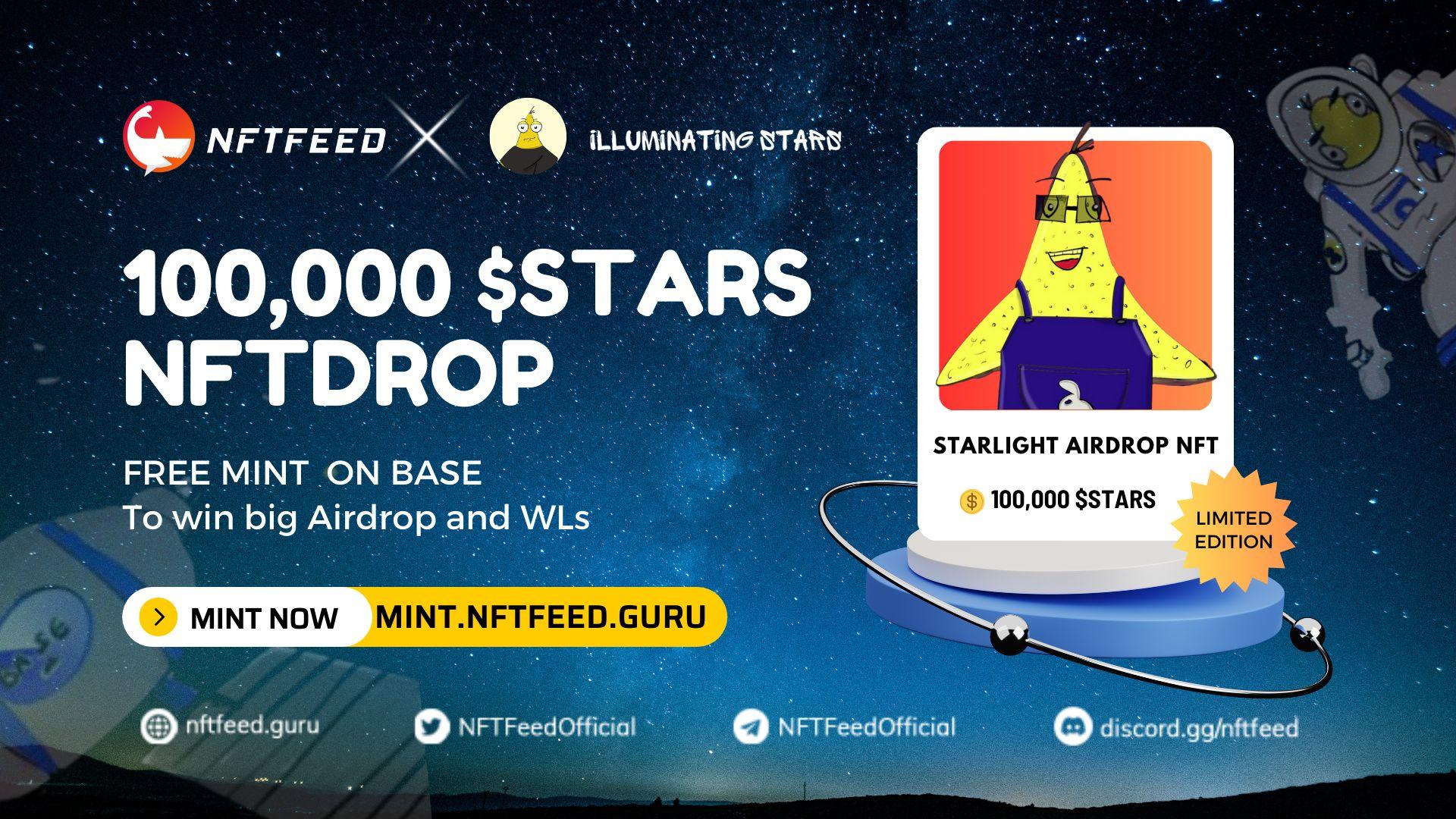 5,000 $STARS Airdrop - NFTFeed x Illuminating Stars