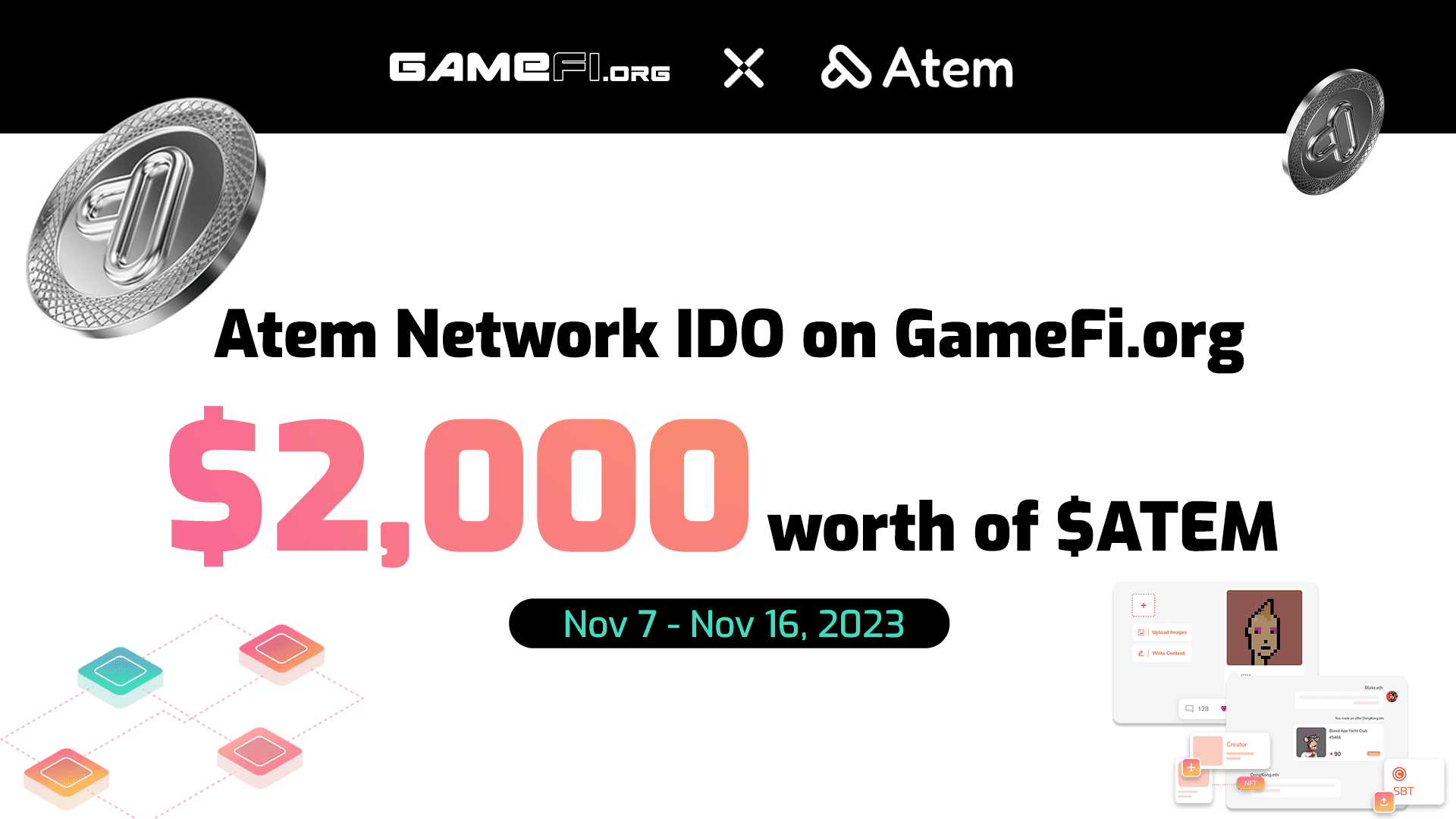Atem Network IDO on GameFi.org | $2,000 worth of token at TGE