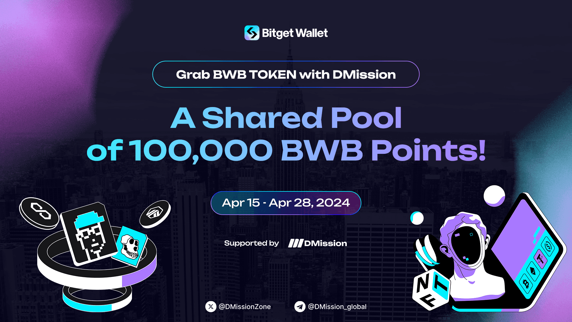 Earn 100,000 BWB Points in Bitget Wallet Mission!